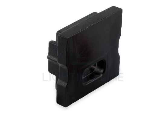 Imagen de Tapa negra con agujero para cable de alimentación para perfil en aluminio SL05-03