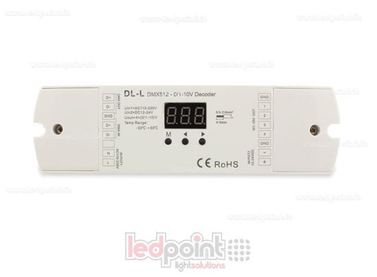 Imagen de 0/1-10V  DMX 512 descodificador, 4 canales de 20mA cada uno, tensión 12-24 DC