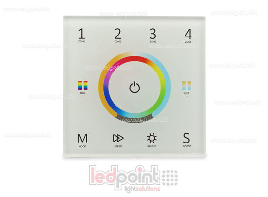 Imagen de Mando a distancia master RGB+CCT 4 zonas blanco para pared RF2.4G + DMX512