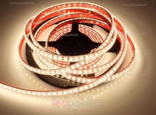 Imagen de Tira de led 5m blanco cálido 3000K 3 step 2835 120led/m Honglitronic 24V 14,4W/m, IP65 tubo de silicona extruído bordes llenos interior vacío