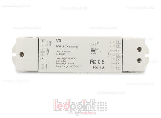 Imagen de Controlador RGB+CCT 5/24V, 5ch*4A, RF 2.4G