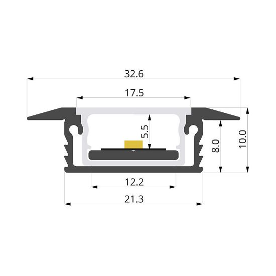 Imagen de Perfil en aluminio 32x10mm empotrado impermeable, 3 metros