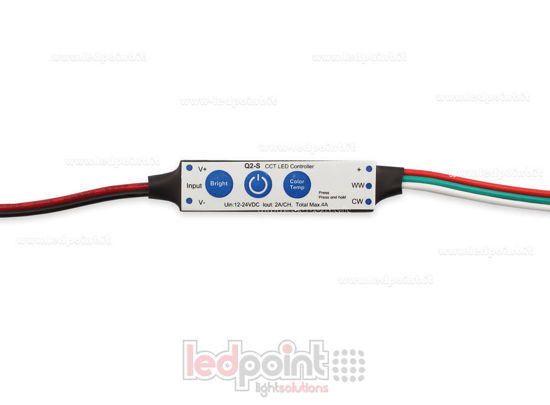 Imagen de Receptor dimmer mini CCT 12/24V, 2ch 2A/CH 3 teclas no RF