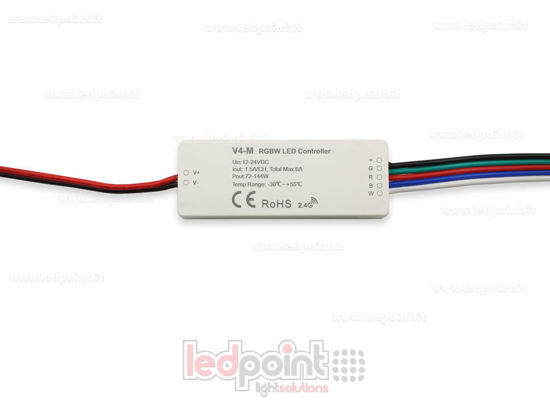 Imagen de Mini dimmer receptor RGBW 12/24V, 4ch*1,5A, RF 2.4GHz