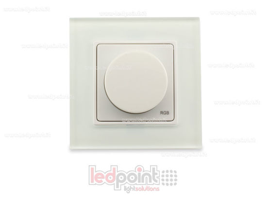 Imagen de Mando de pared en vidrio 86x86mm RGB monozona con ruleta RF2.4G