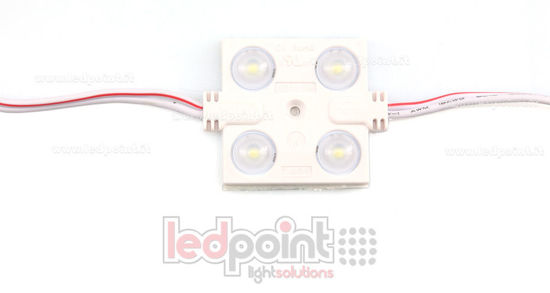 Imagen de Módulo 4 led 2835, 1,44W 12V, blanco frío 6000-6500K, IP65 con lente 160°