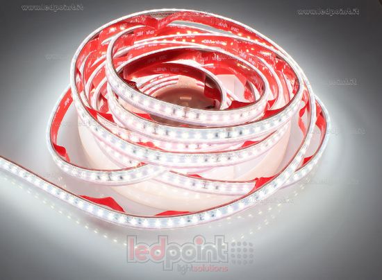 Imagen de Tira de led 5m blanco 4000K 3step 2835 120led/m Honglitronic 24V 14,4W/m, IP65 tubo de silicona extruído bordes llenos interior vacío