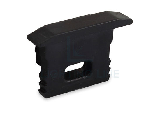 Imagen de Tapa negra con agujero para cable de alimentación para perfil en aluminio empotrado RE02-03