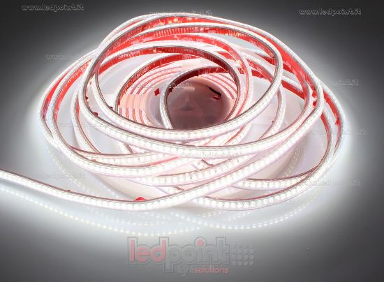 Imagen de Tira de led 5m blanco 4000K 3step 2835 240led/m 24V 9,6W/m, PCB 6mm, IP65 tubo de silicona extruído bordes llenos interior vacío