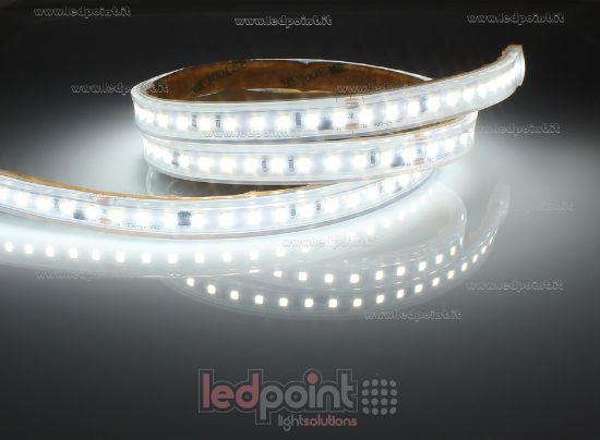 Imagen de Tira de led 25m led blanco 4000K 2835 130led/m 230V 17W/m, IP65 tubo de silicona extruído bordes llenos interior vacío