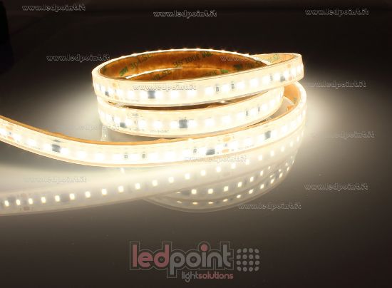 Imagen de Tira de led 25m led blanco cálido 3000K 2835 130led/m 230V 17W/m, IP67 silicona sólida trasparente
