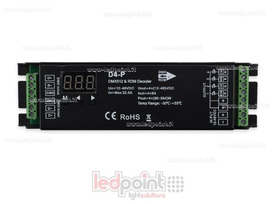 Imagen de DMX 512 & RDM descodificador carril, 4 canales de 8A cada uno, tensión 12-48V DC