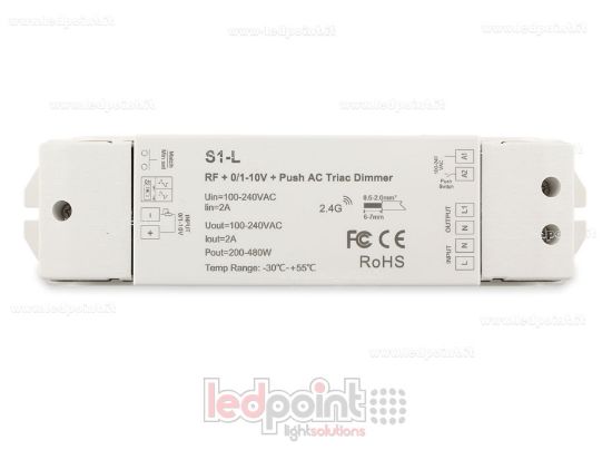 Imagen de Controlador monocromático con interruptor triac 100/230V, RF 2.4G, 0/1-10V, Push AC