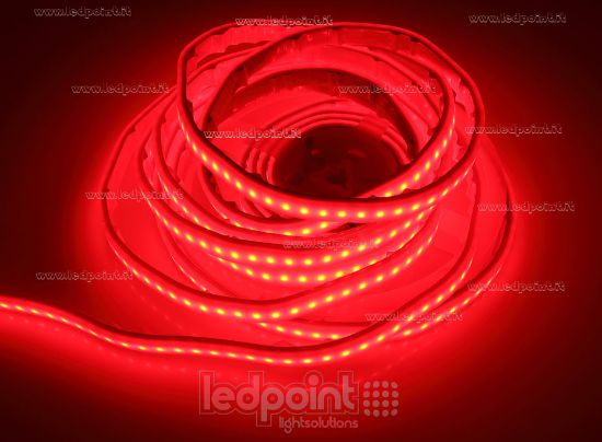 Imagen de Tira de led 5m roja 2835 120led/m Honglitronic 24V 13,3W/m, IP67 silicona sólida roja