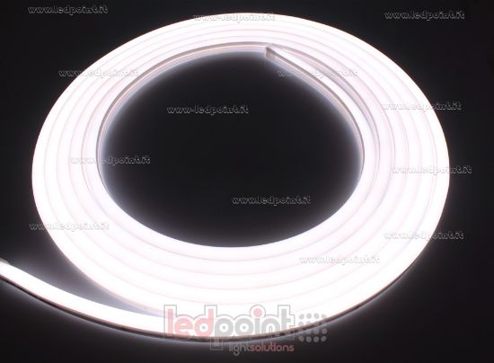 Imagen de Led Neon Flex 10mm vista lateral blanco 4000K 2835 CRI Ra>90 24V 9,6W 160led/m IP67 5m