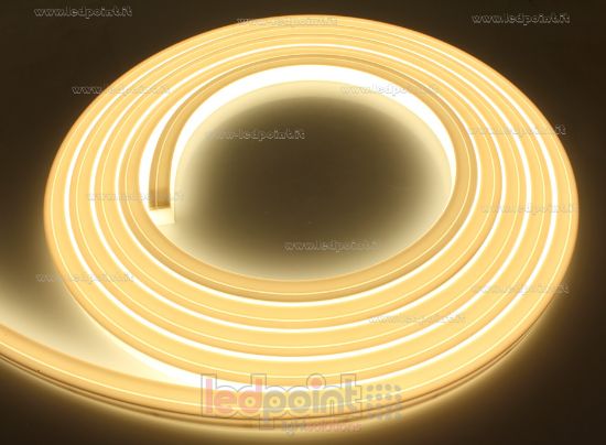 Imagen de Led Neon Flex de poliuretano 16x15mm vista superior blanco cálido 3000K 2835 24V 13,3W 160led/m IP67 5m