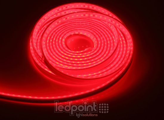 Imagen de Tira de led 5m roja 2835 120led/m 24V 13,3W/m, IP67 silicona sólida trasparente