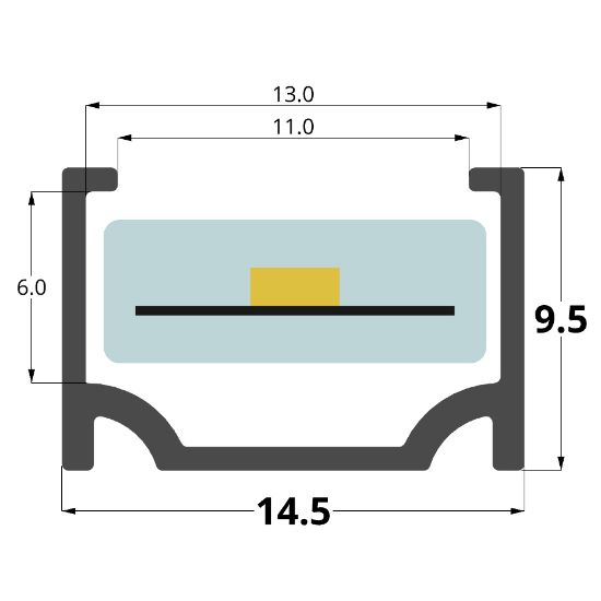 Imagen de Perfil de aluminio 15x10mm para tiras led de silicona, 3 metros