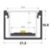 Imagen de Perfil en aluminio 21x16mm impermeable, 3 metros