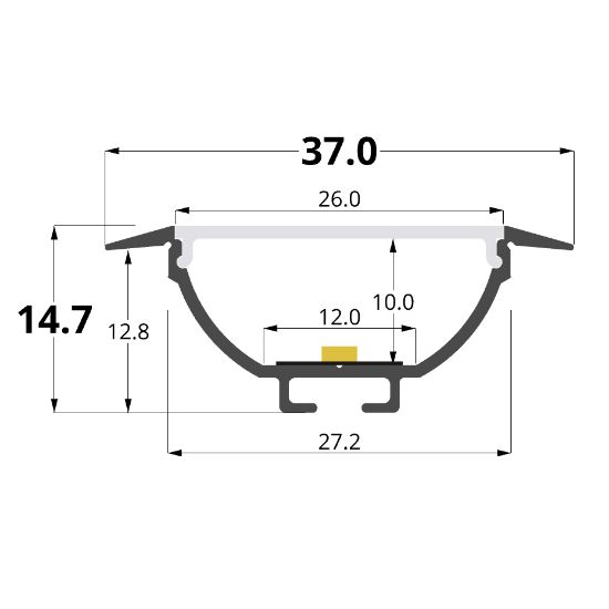 Imagen de Perfil en aluminio empotrado 37x15mm, 2 metros