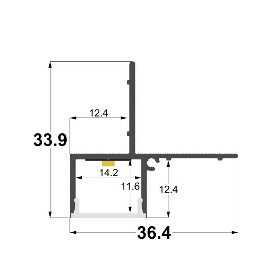 Imagen de Perfil de aluminio pintado de blanco para pladur 36x34mm, 3 metros