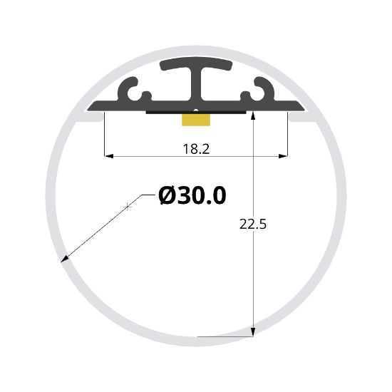 Imagen de Perfil de aluminio circular estanco diámetro 30mm, 2 metros