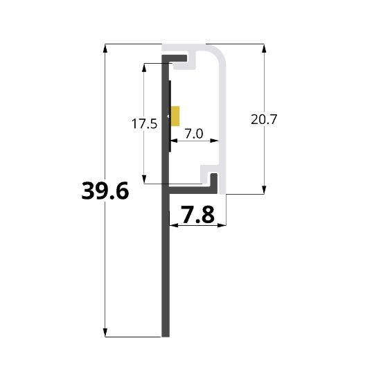 Imagen de Perfil de aluminio pintado de blanco para cerámica 8mm, 3 metros
