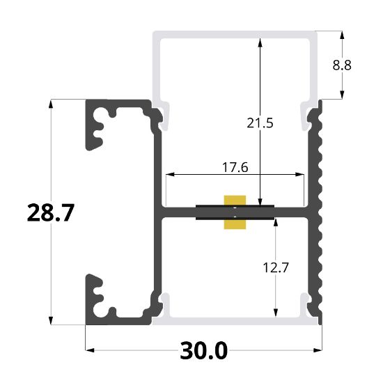 Imagen de Perfil en aluminio para pared 30x29mm, 2 metros