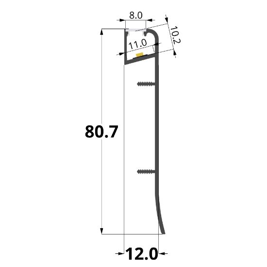 Imagen de Perfil de aluminio para zócalo 14x80mm, 2 metros
