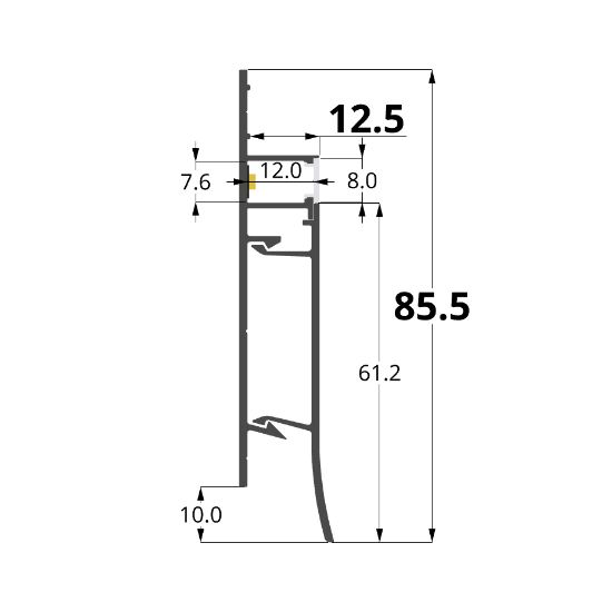 Imagen de Perfil de aluminio para zócalo 75x13mm, 2 metros