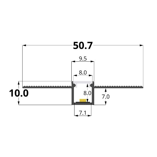 Imagen de Perfil de aluminio pintado de blanco para pladur 50x10mm, 3 metros