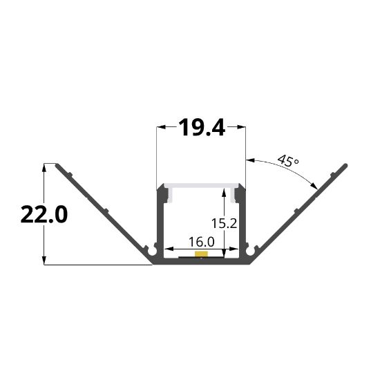 Imagen de Perfil de aluminio angular para pladur 64x22mm, 2 metros