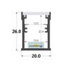Imagen de Perfil en aluminio pisable empotrado para suelo 20x26mm, 2 metros