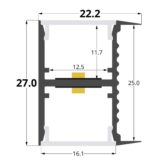 Imagen de Perfil de aluminio doble emisión para estantería de 25mm, 2 metros