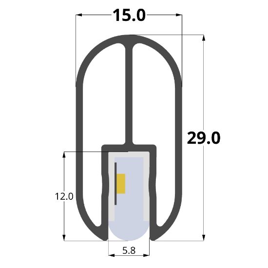 Imagen de Perfil de aluminio para armario 15x29mm, 2 metros