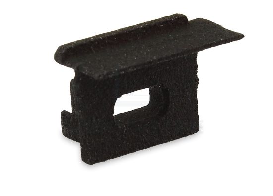 Imagen de Tapa negra izquierda con agujero para cable de alimentación para perfil en aluminio empotrado RE12-16