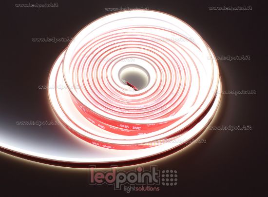 Imagen de Tira de led COB 5m blanco 4000K CRI Ra>90 320led/m 24V 9,6W/m, IP65 tubo de silicona extruído bordes llenos interior vacío