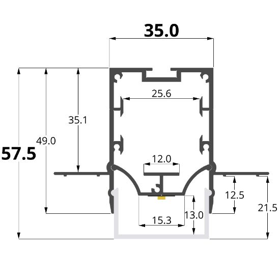 Imagen de Perfil de aluminio para pladur 35x49mm, 3 metros