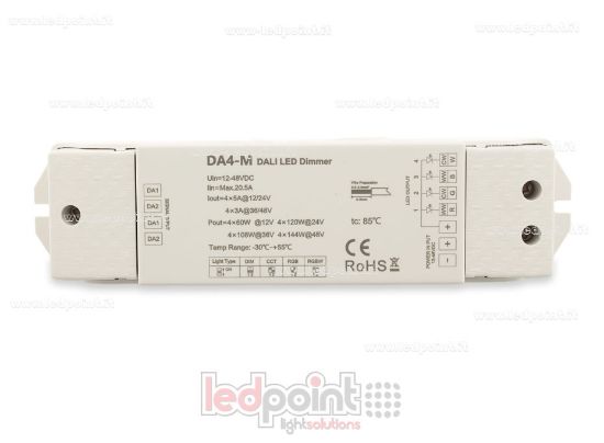 Imagen de Dimmer DALI, 4 canales 3A/5A, 12-48V DC, voltaje constante (DT6/DT8)
