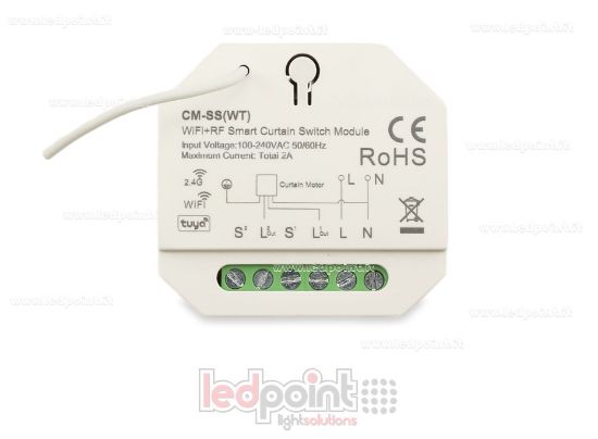 Imagen de Interruptor de cortina inteligente, 1CH*2A, 100-240VAC WiFi+RF 2.4GHz para carril DIN