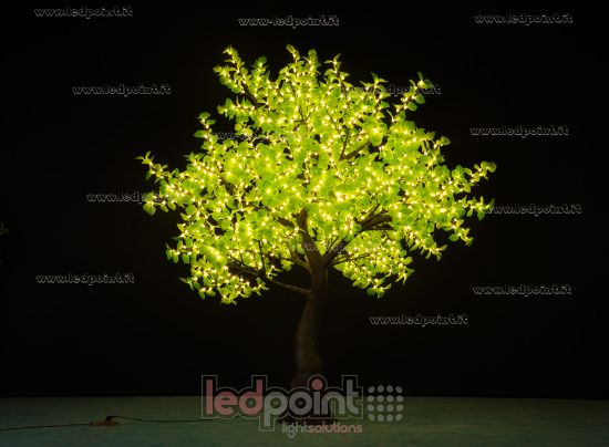 Imagen de Álamo de 2,8m de altura 1632led hojas verdes y luz blanca cálida, 98W con cables ocultos