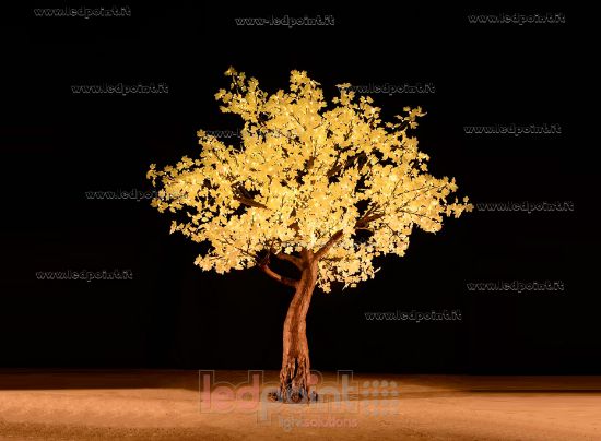 Imagen de Arce de 2,8m de altura 1632led  hojas blancas y luz blanca cálida, 98W con cables ocultos