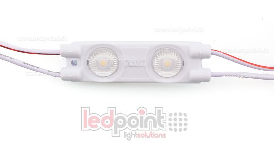 Imagen de Módulo 2 led 2835, 0,72W 12V, blanco cálido 3000-3500K, IP65 con lente 165°