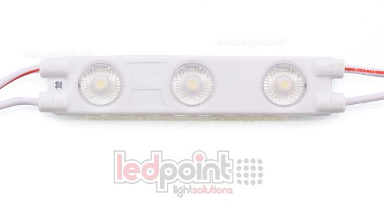 Imagen de Módulo 3 led 2835, 1,2W 12V, blanco cálido 3000K, IP65 con lente 165°
