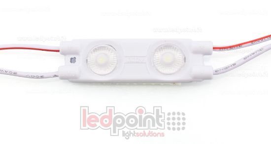 Imagen de Módulo 2 led 2835, 0,72W 12V, blanco frío 6000-6500K, IP65 con lente 165°