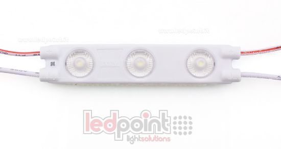 Imagen de Módulo 3 led 2835, 1,2W 12V, blanco frío 6000-7000K, IP65 con lente 165°