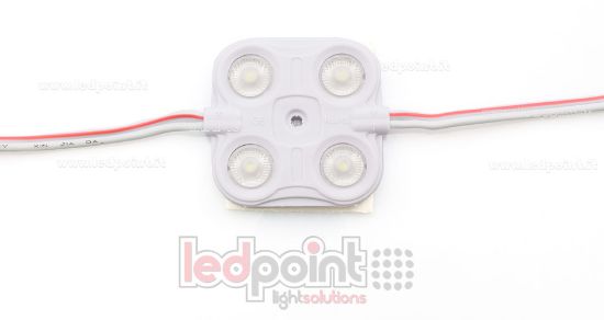 Imagen de Módulo 4 led 2835, 1,5W 12V, blanco frío 6000-7000K, IP65 con lente 165°