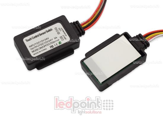 Imagen de Switch táctil CCT blanco y azul para espejo, 5A 12V 12-24V