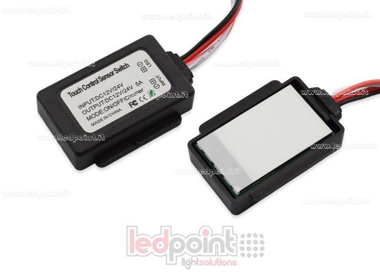 Imagen de Switch táctil monocromático blanco y azul para espejo, 5A 12-24V