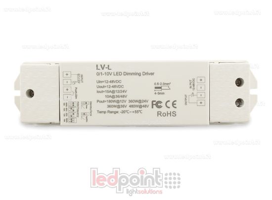 Imagen de Dimmer 0/1-10V, tensión constante 12/48V, 1ch*15A, push dim